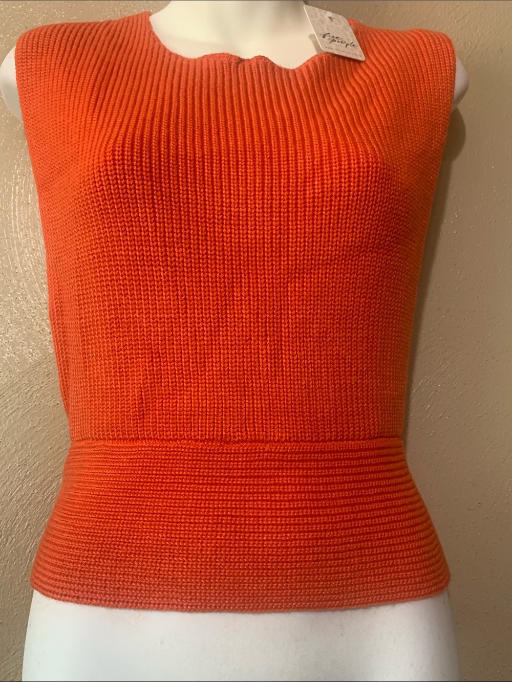 Free People Beach size M  Bright Orange Ribbed Sweater Halter Top NWT